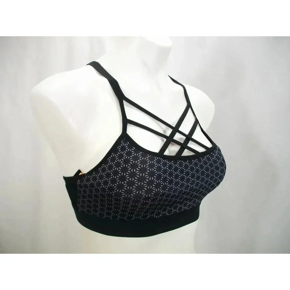 SMALL Champion N9687 C9 Strappy‎ Front Cami Wire Free Sports Bra Black Print NWT